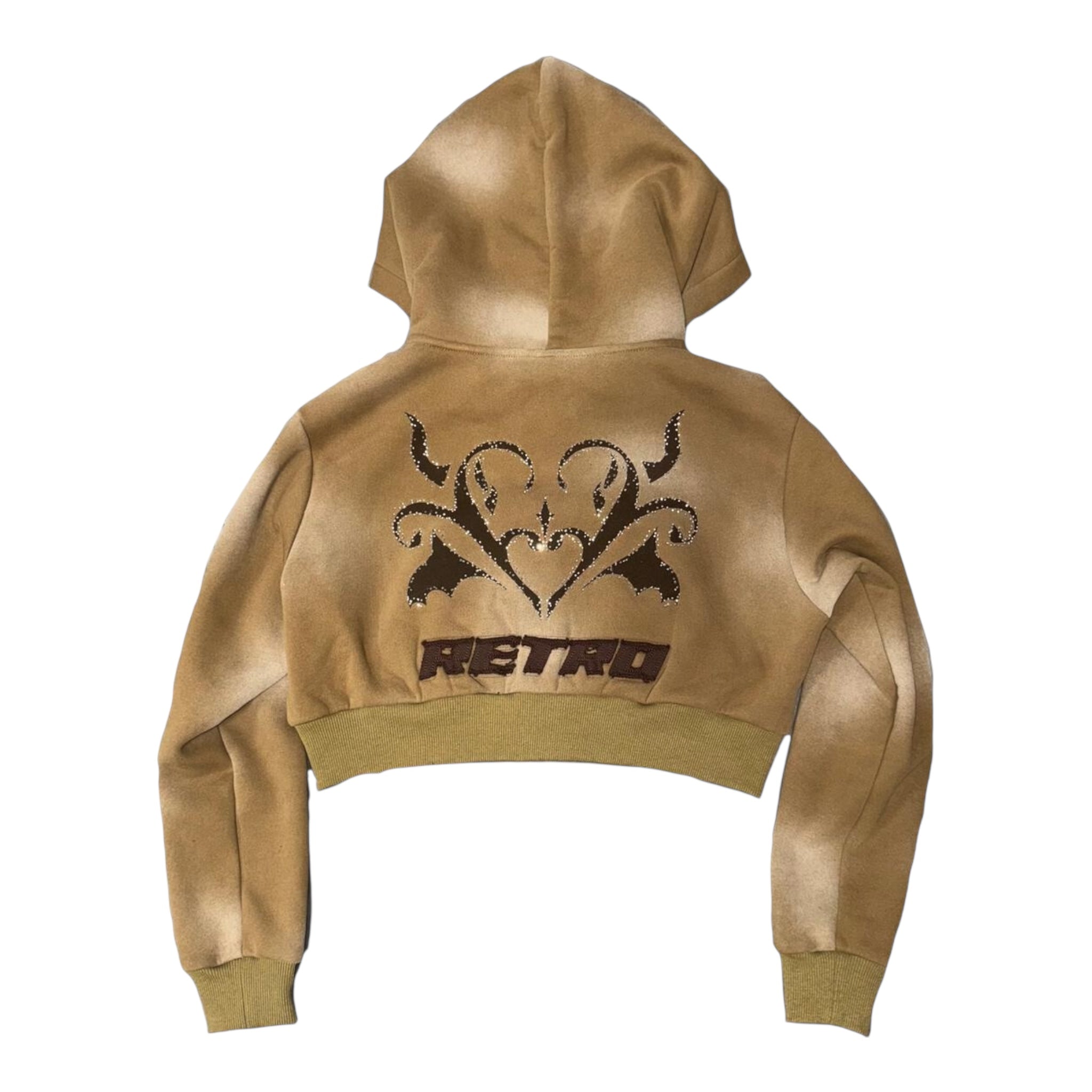Retrovert "Distressed" Women's Cropped Hoodie