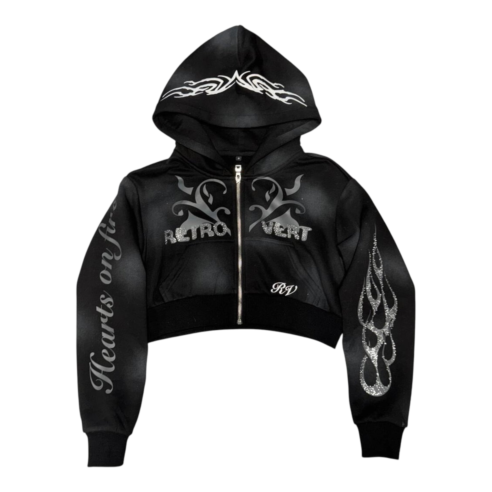 Retrovert "Distressed" Women's Cropped Hoodie