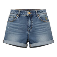Baby Phat "2 Tone Kitty" Women Denim Rhinestone Shorts