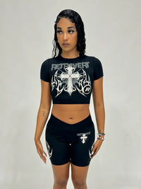 Retovert "Cross Biker" Cropped T-Shirt