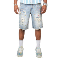 Preme "Stone & Pearls" Denim Shorts