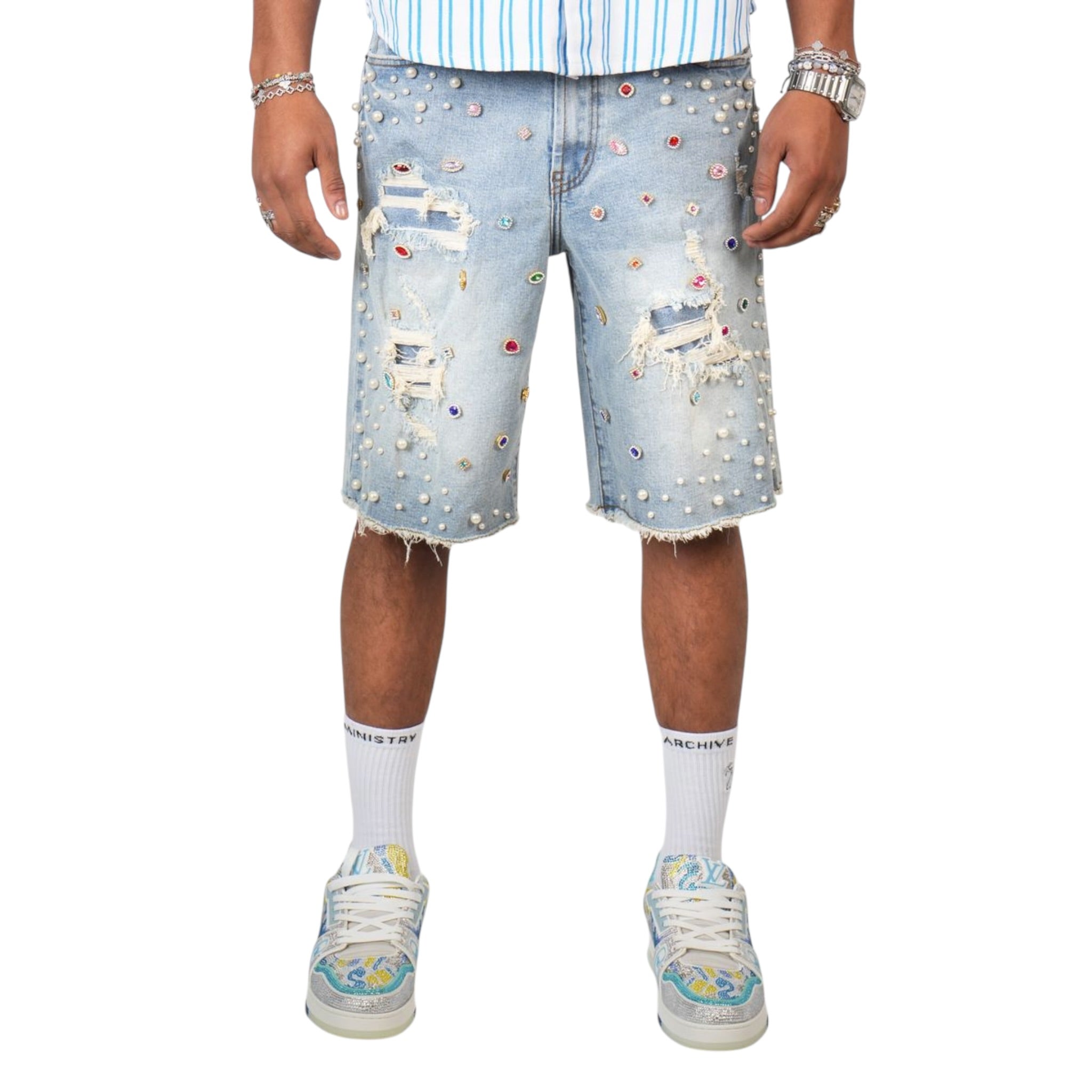 Preme "Stone & Pearl" Denim Shorts