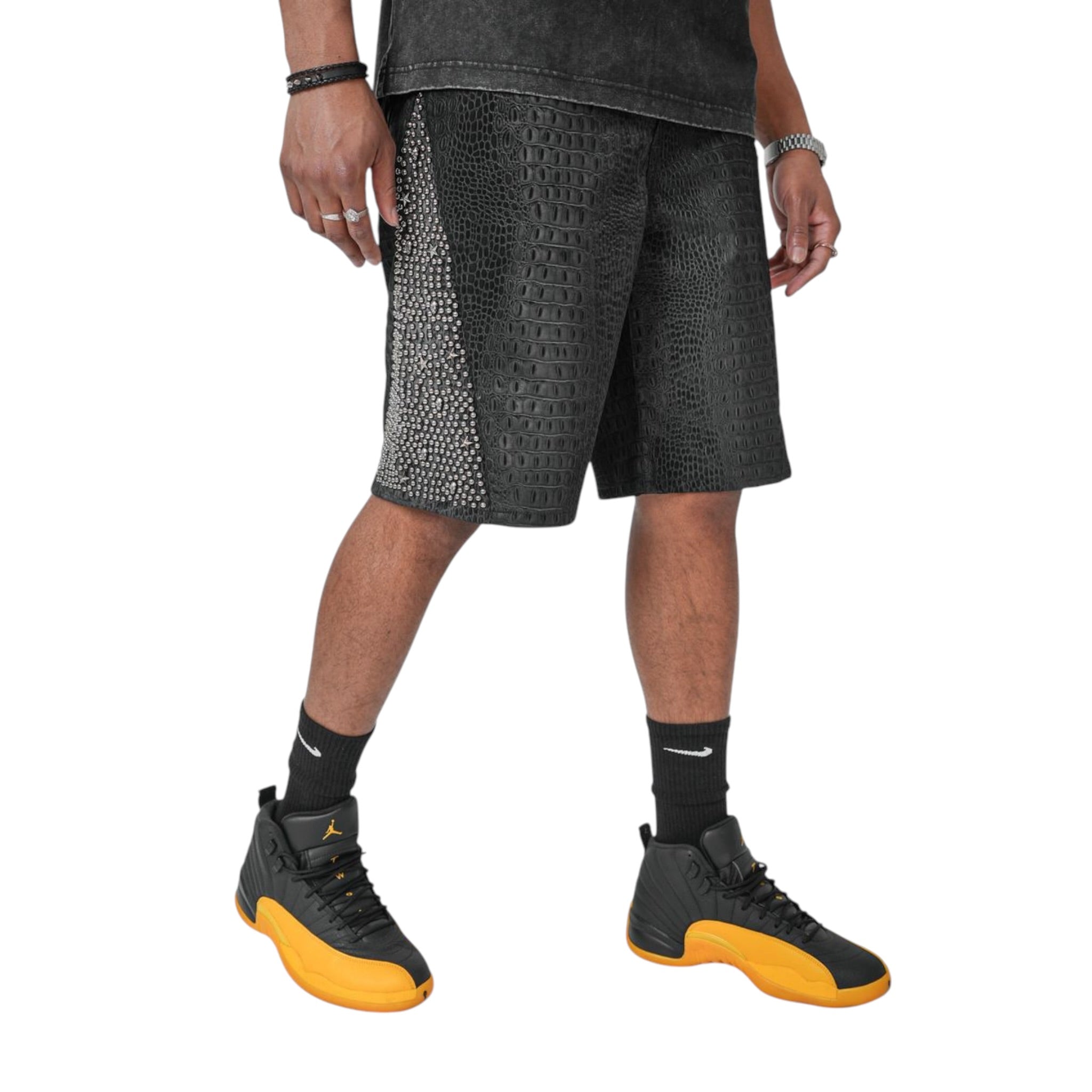 Preme "Snakeskin" Studded Shorts