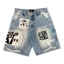 "Ai" Patched Denim Shorts