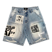 "Ai" Patched Denim Shorts