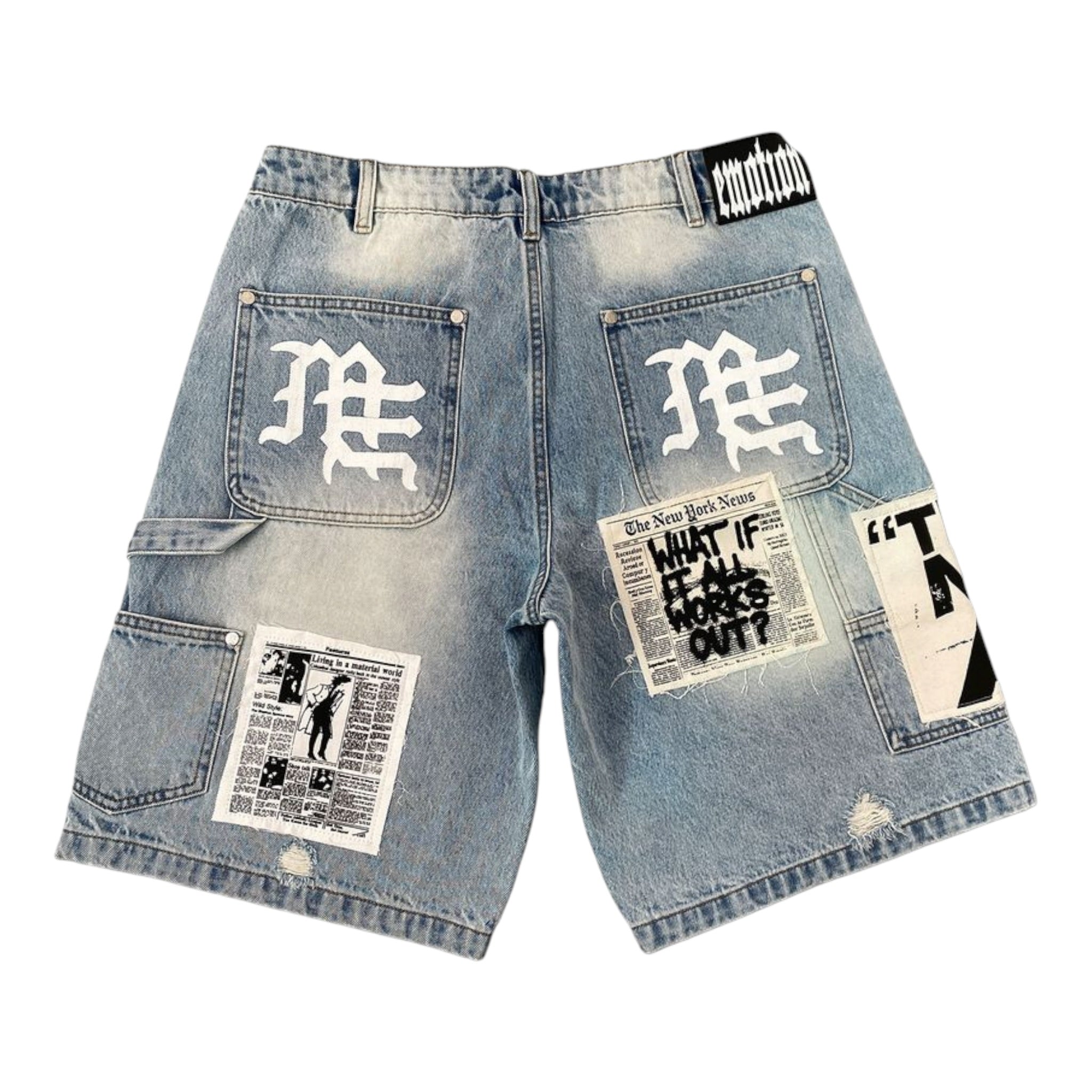 "Ai" Patched Denim Shorts