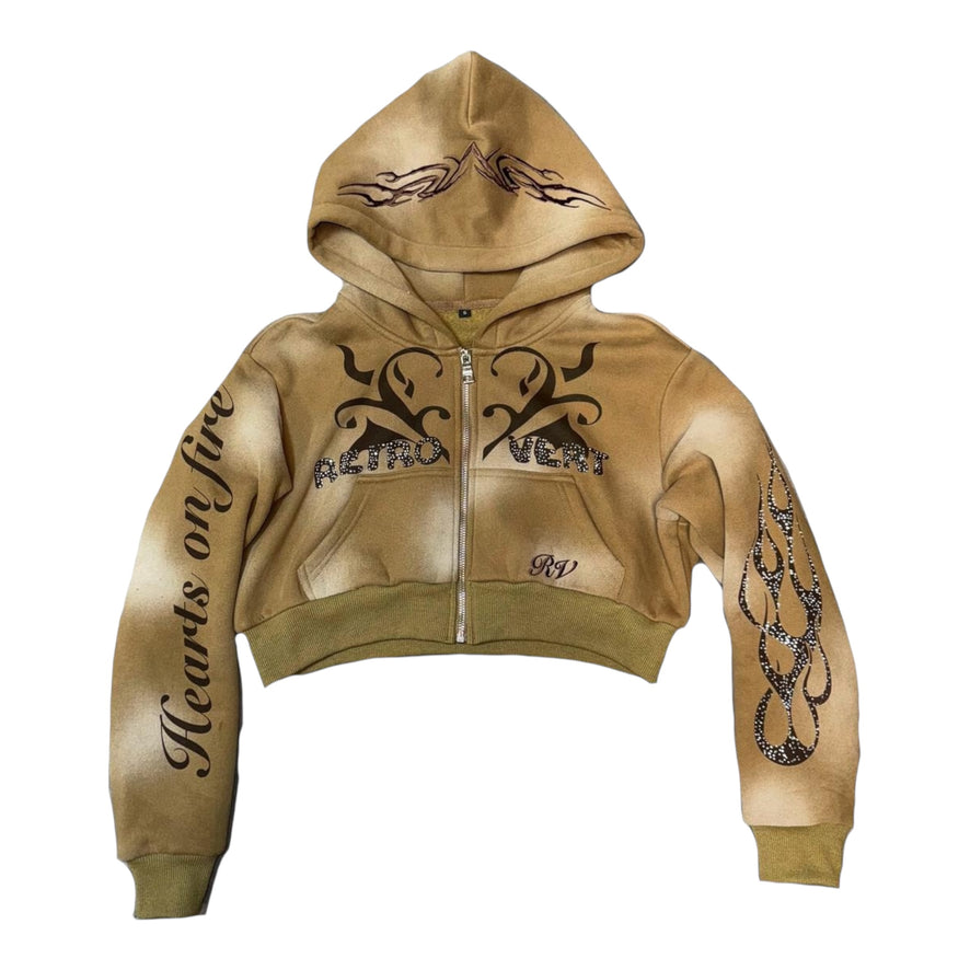 Retrovert "Distressed" Women's Cropped Hoodie