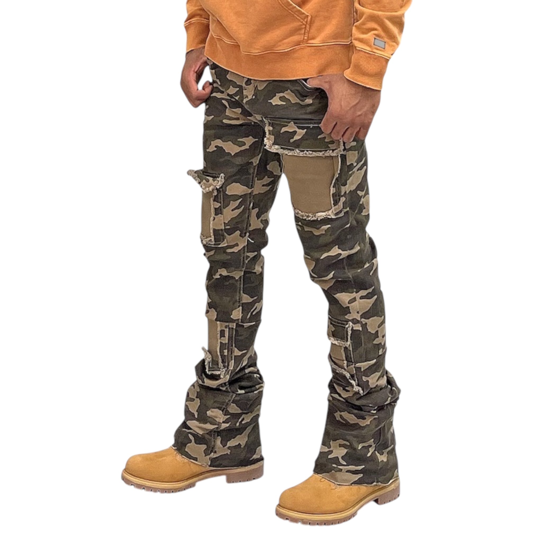 Si Tu Veux "Brutini 2.0" Stacked Camo Jeans