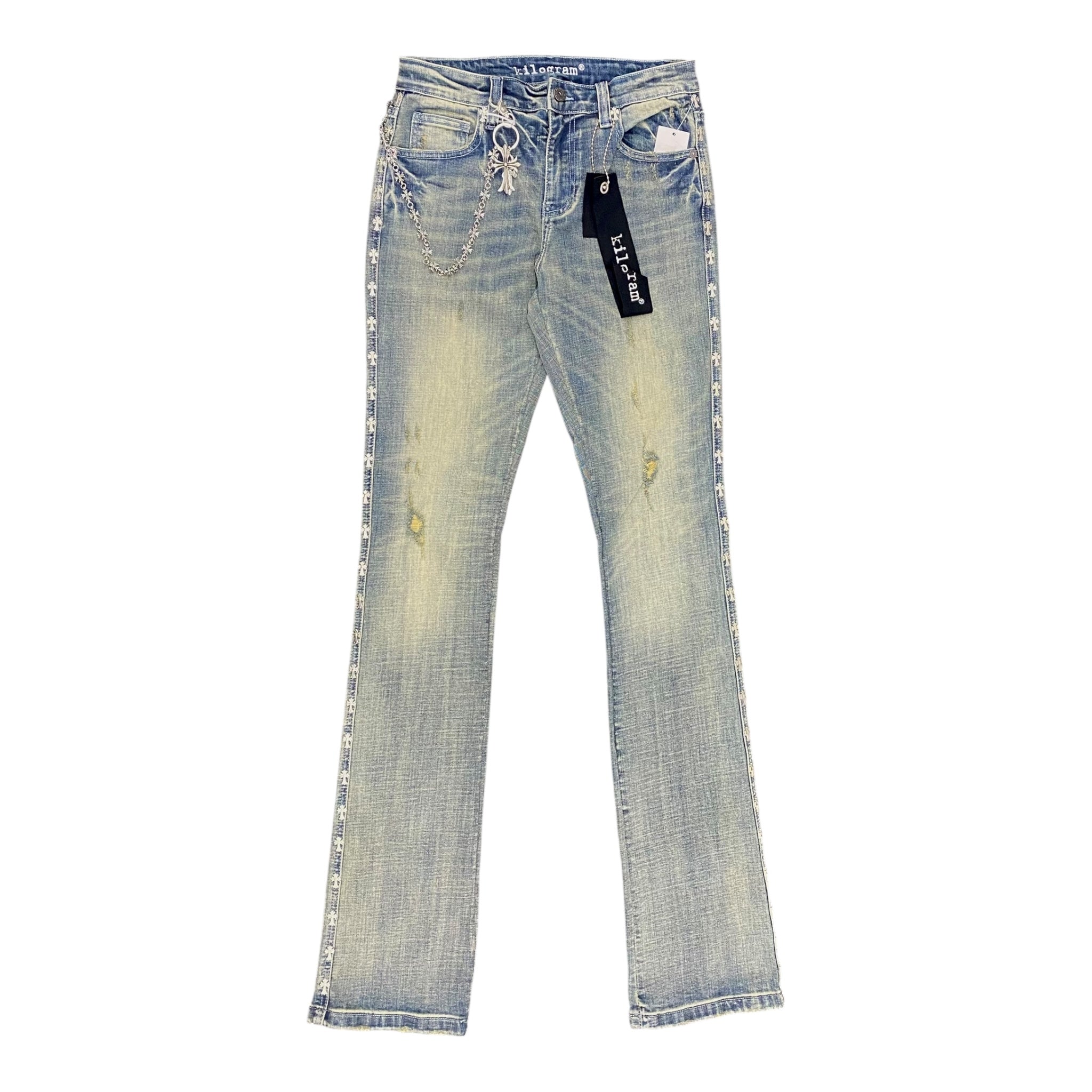 Kilogram "Chrome Cross" Denim Flare Jeans