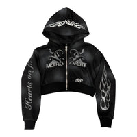 Retrovert "Distressed" Women's Cropped Hoodie