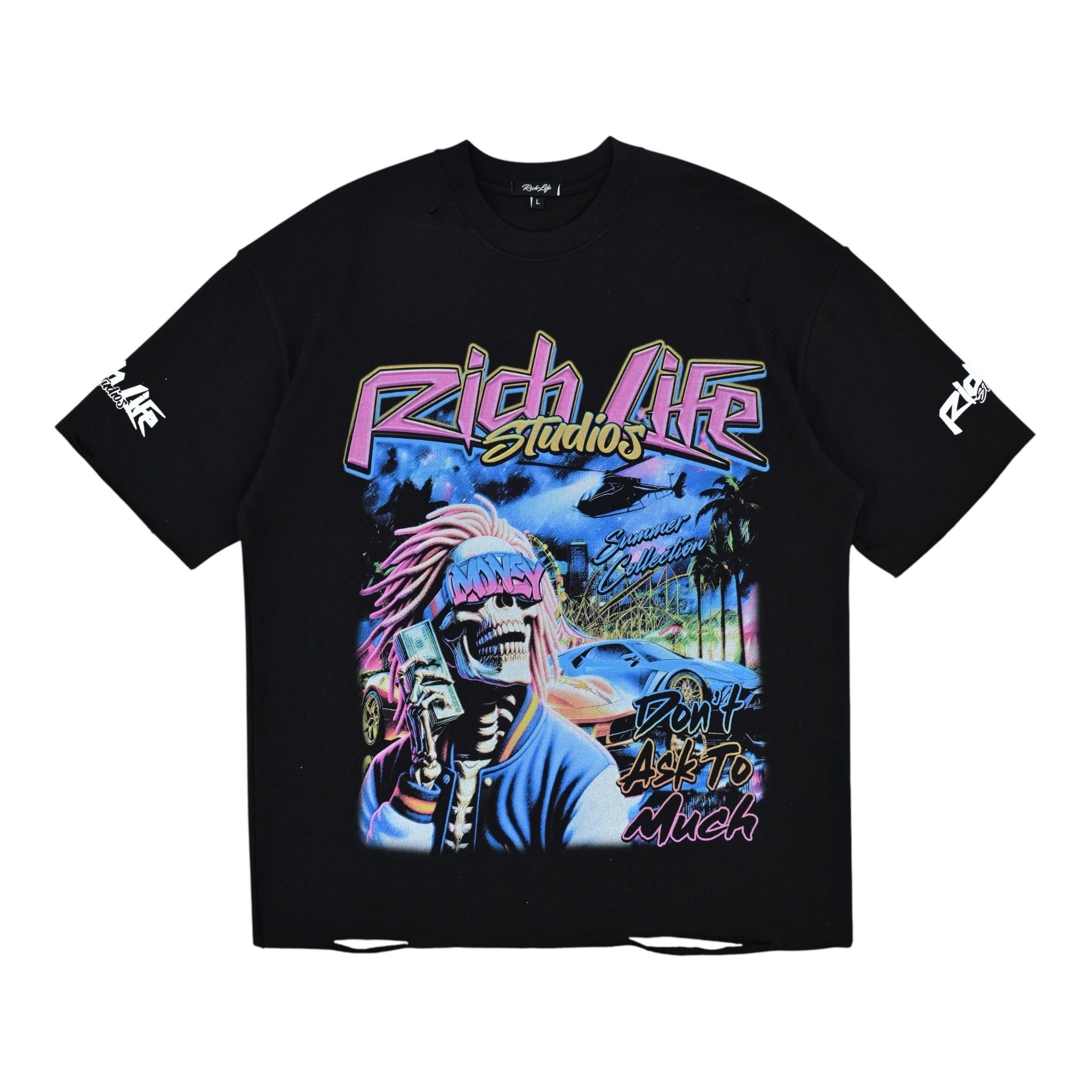 Rich Life "Money Talk" Distressed Cropped T-Shirt