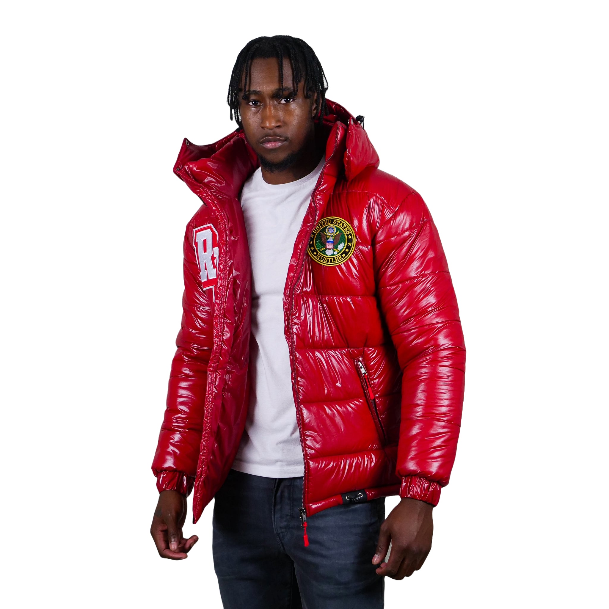 All red bubble coat online